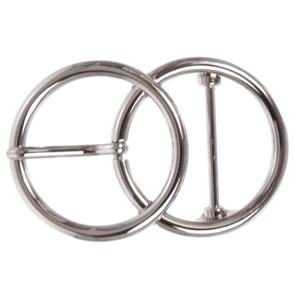 1610 Single Prong Round Double Circle O-Ring Belt Buckle, Silver